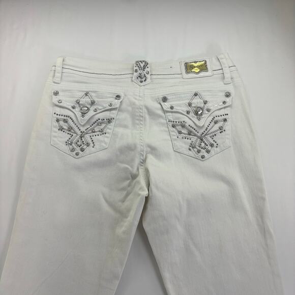 Women's Grace In L.A. White Embellished Pockets Jeweled Jeans Size 9/28 rn128119 - Picture 6 of 9